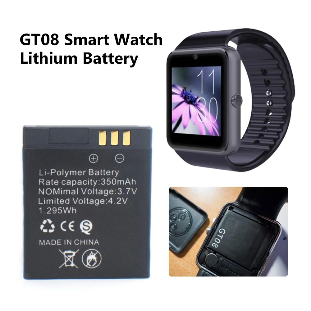 Bateriją Smart Žiūrėti GT08,3.7 V 350mah Įkraunama Ličio Polimero Atsarginė Baterija skirta Smart Laikrodžiai GT08