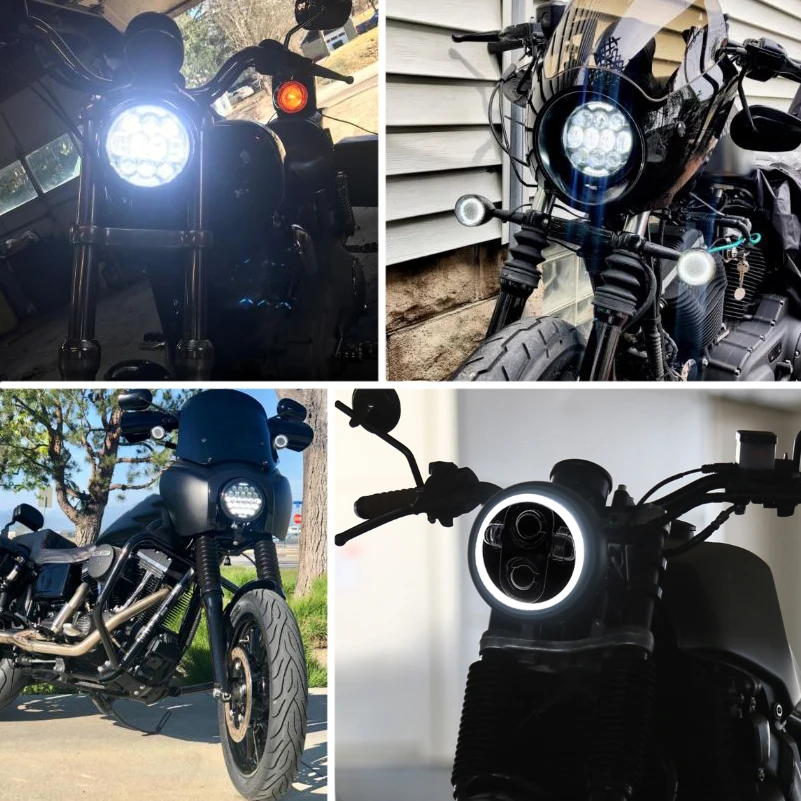 5.75 colių motociklo priekinis žibintas apvalus led šviesos Harley LED DRL 50W motociklo šviesos Dyna Sportster 883 XL883 FXCW