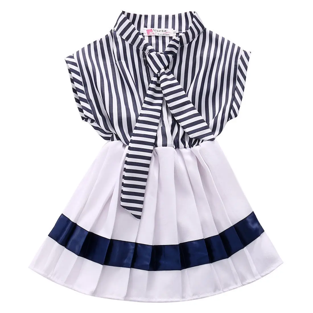 Karinio jūrų Laivyno Juostele Suknelė Bamblys Vaikų Mergaičių Rankovių Juostele Sundress Vasaros Šalis Suknelė Drabužius 2-7T