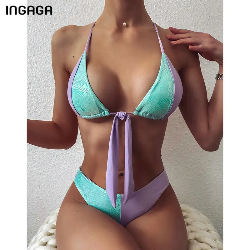 INGAGA Push Up Bikinis Apynasrio Maudymosi Kostiumėliai Moterims Gyvatė Spausdinti Besimaudančių Maudymosi Kostiumai 2021 Paplūdimio Kratinys Bikini Komplektas