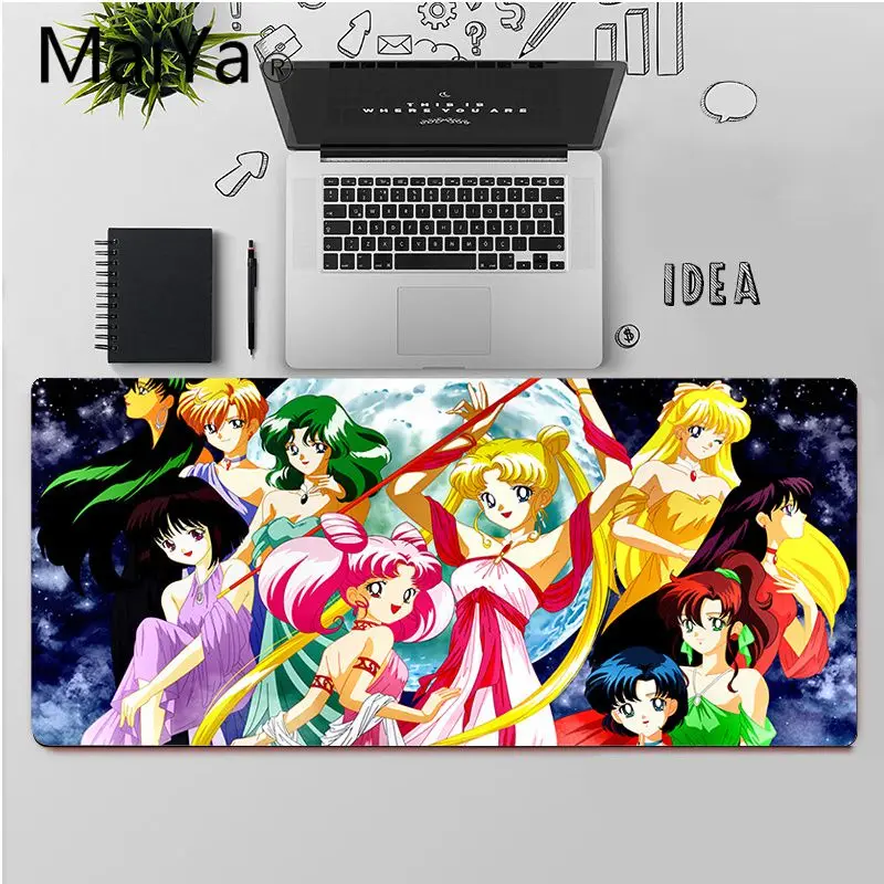 Maiya Aukščiausios Kokybės Anime Sailor Moon Mielas Mergaičių Fiksavimo Krašto Pelės Mygtukai Žaidimas Nemokamas Pristatymas Didelis, Mouse Pad Klaviatūros Kilimėlis