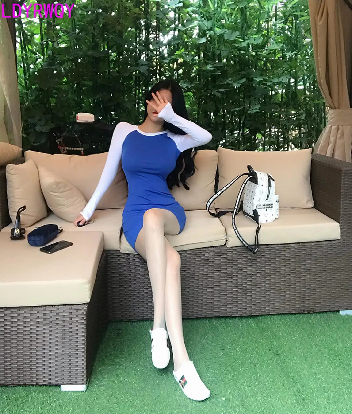 2019 korėjos versija, seksualus laukinių nukentėjo spalvos siūlėmis slim lieknėjimo ilgomis rankovėmis maišelį klubo medvilnės suknelė
