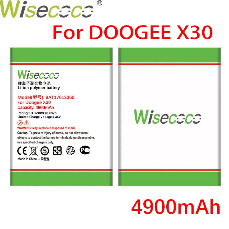 WISECOCO 4900mAh BAT17613360 Baterija DOOGEE X30 Mobiliojo Telefono Naujausias Gamybos Aukštos Kokybės Baterija Su Sekimo Numerį