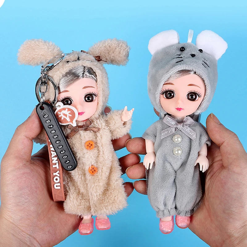 16cm Mini Zodiako Ženklų BJD Doll 13 Kilnojamojo Sujungta Gyvūnų Bjd Lėlės ilgais Plaukais, sudaro Kūno Lėlės Suknelė Žaislų Mergaitėms Dovanų