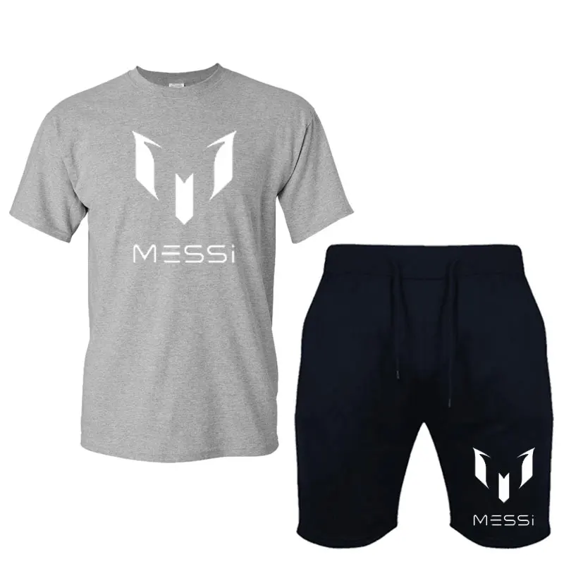 Vasarą Karšta, Pardavimas Vyrų Rinkiniai T Marškinėliai+Šortai Dviejų dalių Messi Spausdinti Rinkiniai, Laisvalaikio Tracksuit Vyrų 2019 Atsitiktinis Tshirts Vyrų Viršūnės