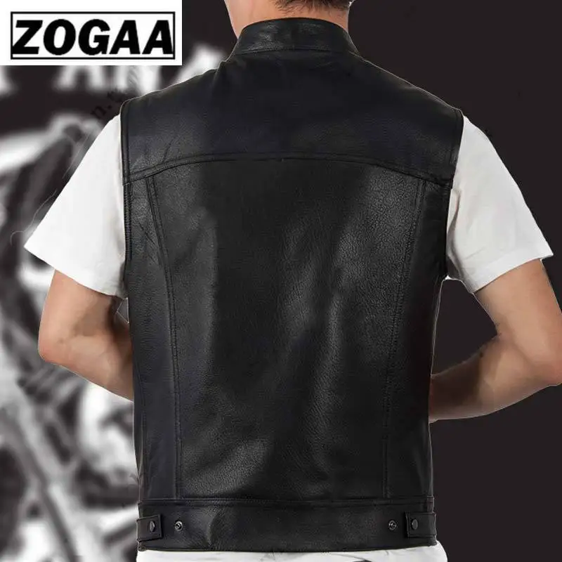 ZOGGA 2020 Mens PU Odos Striukės Pavasario Juoda Baikerių Motociklo Liemenė Paltai Vyrų Dirbtiniais Odos Punk Striukės Rankovių