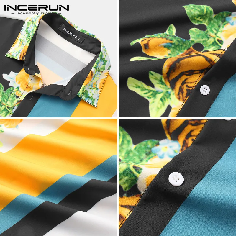 2021 Vyrų Havajų Marškinėliai Atvartas trumpomis Rankovėmis Spausdinti Kratinys Streetwear Palaidinė Paplūdimio Atsitiktinis Chic Camisa Masculina S-3XL INCERUN