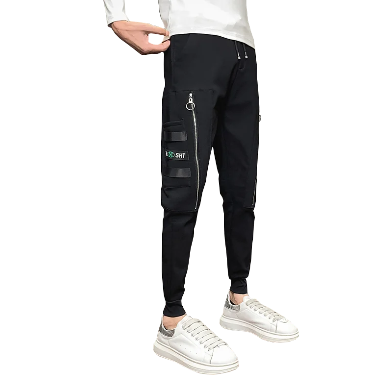 Mados 2020 Pusėje Užtrauktukas Dizaino Haremo Kelnės Vyrams, Drabužiai Paprasta Visų Rungtynių Slim Fit Atsitiktinis Poilsiu Kelnės Hip-Hop Juoda 36-28
