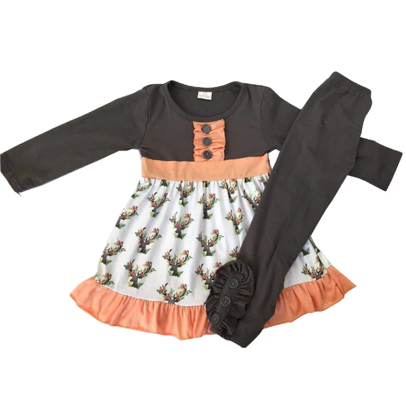 Rudenį ir žiemą apranga ilgomis rankovėmis bull spausdinti vaikai mergina medvilnės drabužius rinkinys