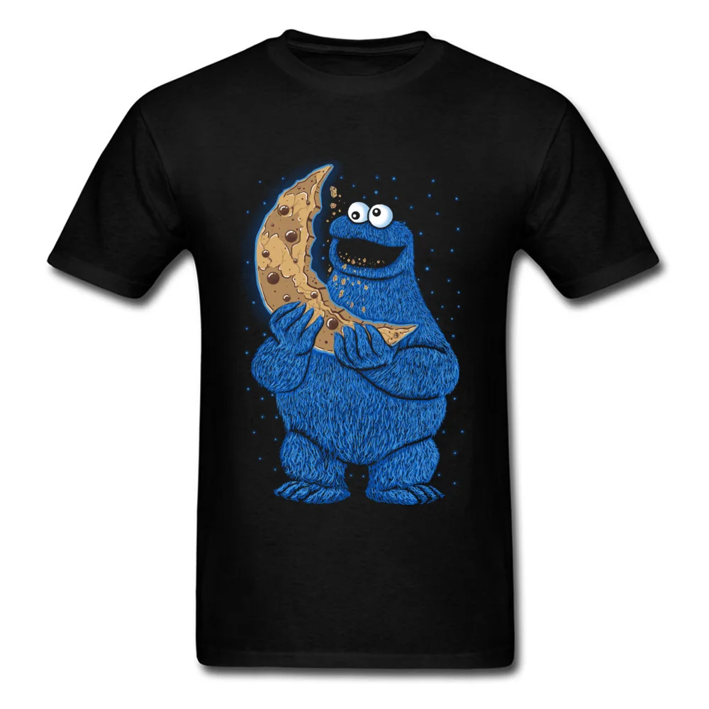 Slapukas Mėnulį Viršūnės T Shirt Mens Marškinėliai Atsitiktinis Marškinėlius Juokinga Cookie Monster Viršų Spausdinti Tees Medvilnės Juodus Drabužius Nemokamas Pristatymas