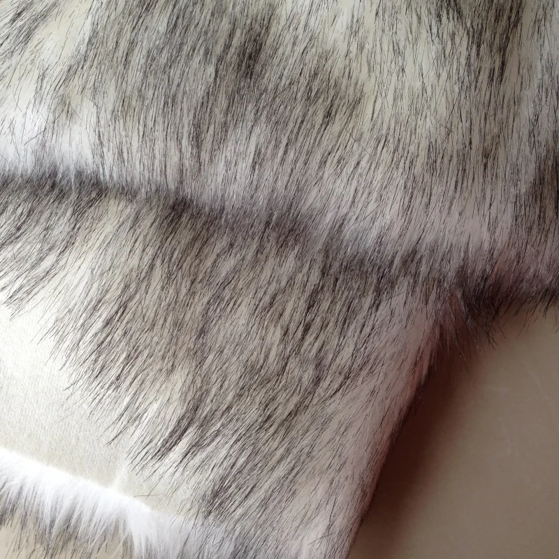 Karšto pardavimo fox fur balta dažyta juoda patarimas Dirbtiniais kailiais audinio, 