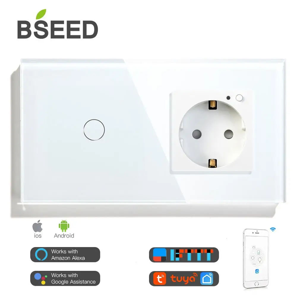 BSEED Smart Wifi Touch Jungiklis 1 Gauja ES Standartas ES Lizdas Dirbti Su Tuya 