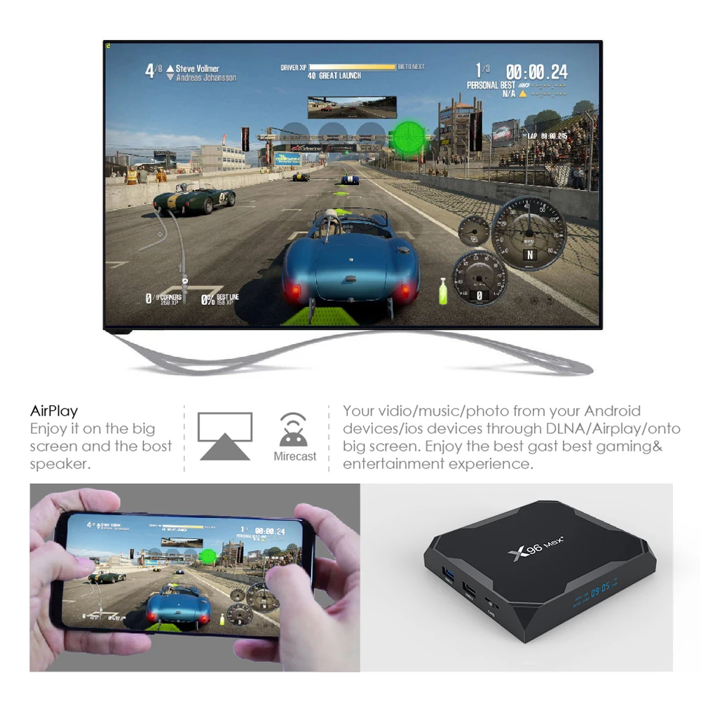 Android 9.0 TV BOX X96 MAX Plius Amlogice S905X3 4GB 64GB 8K 1000M Medie Žaidėjas 2.4 G&5G Dual WIFI, Set Top Box, TV