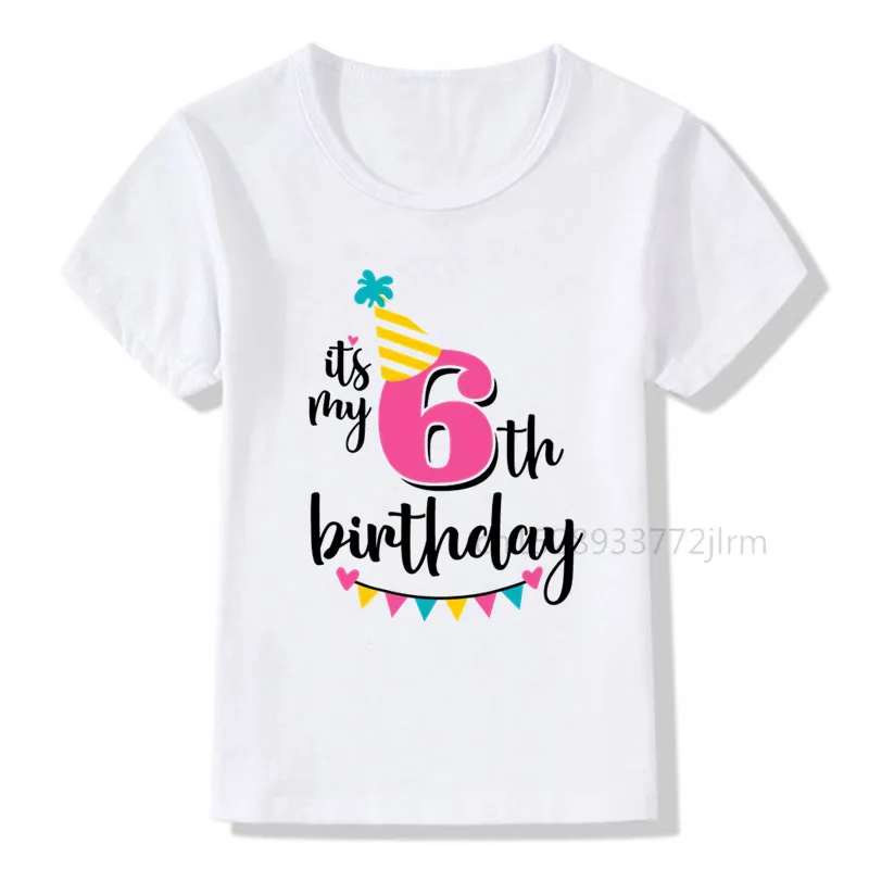 Vaikams, Cartoon Žvakė Gimtadienis Skaičius 6 Print T-shirts Boy&Girl I Am 6 Juokinga Dovanų Marškinėlius Baby 6 Metų amžiaus Marškinėliai Vaikams Viršūnės