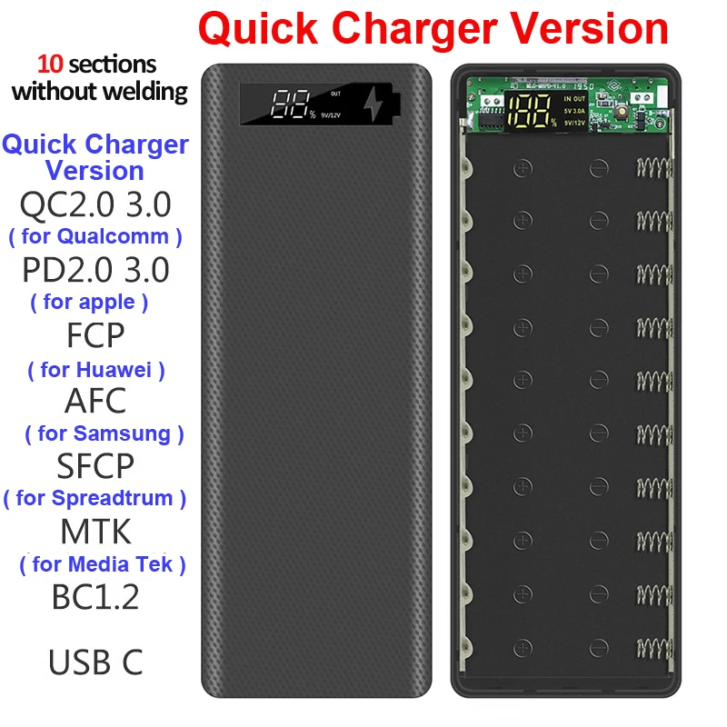 Suvirinimo Nemokamai 10*18650 Baterijos Laikymo Dėžutė Dual USB Power Banko Atveju 