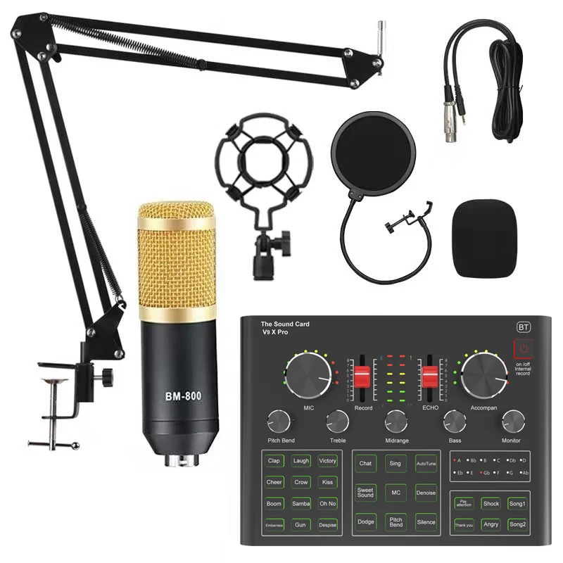 BM800 Kondensatoriaus Mikrofonas, Garso plokštė, V9X PRO Maišytuvas Live Transliacijos Įrašymo Nustatyti Mic Telefonu K Dainą Kompiuterio Karaoke Dainuoti