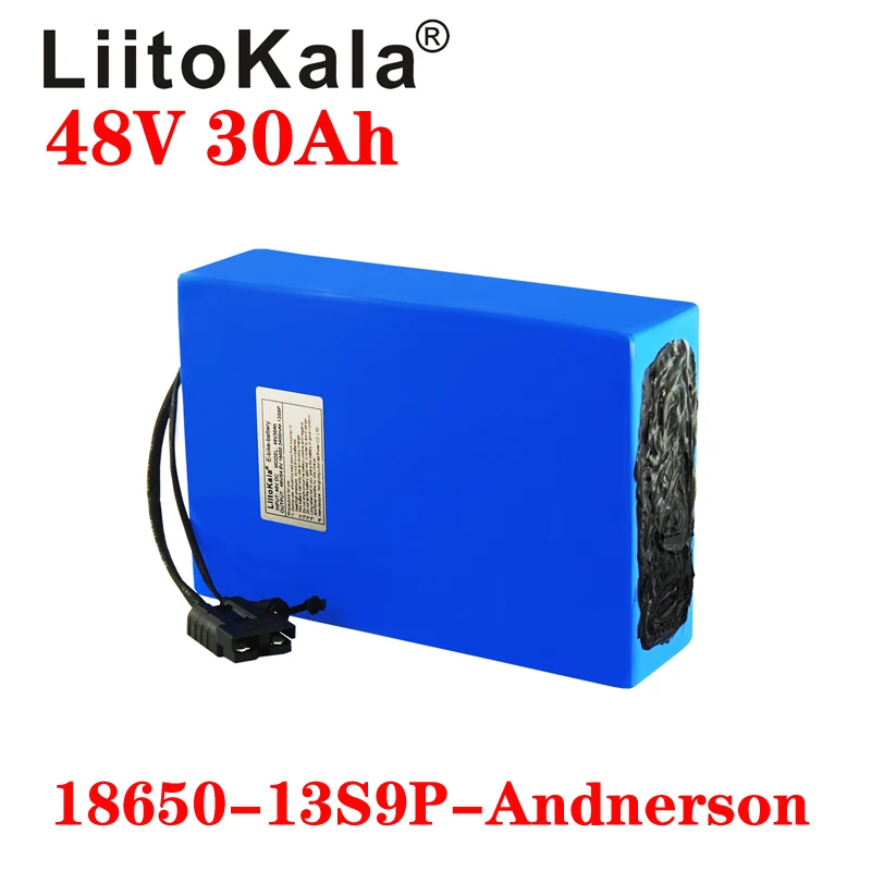 LiitoKala 48V 30ah 18650 13S9P Elektrinis Dviratis Baterija 48V 30AH 1000W Ličio Baterija įmontuota 20A BMS Elektriniai Dviračiai Variklis