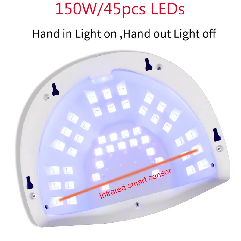 Lempa manikiūro 150W UV LED Lempos 45LEDs Ledo Šviesos Vernis Pusiau Nuolatinis UV Gelis Tinka Visų Geliai Tinka Šeimoms