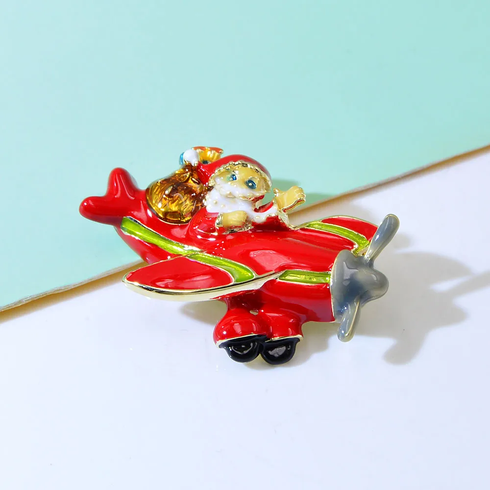 CINDY XIANG Raudonos Spalvos Emalio Santa Claus lėktuvų Šuo Pin Sages Moterims Mielas Juokingas Maišelį Badages Aukštos Kokybės Naujas 2021