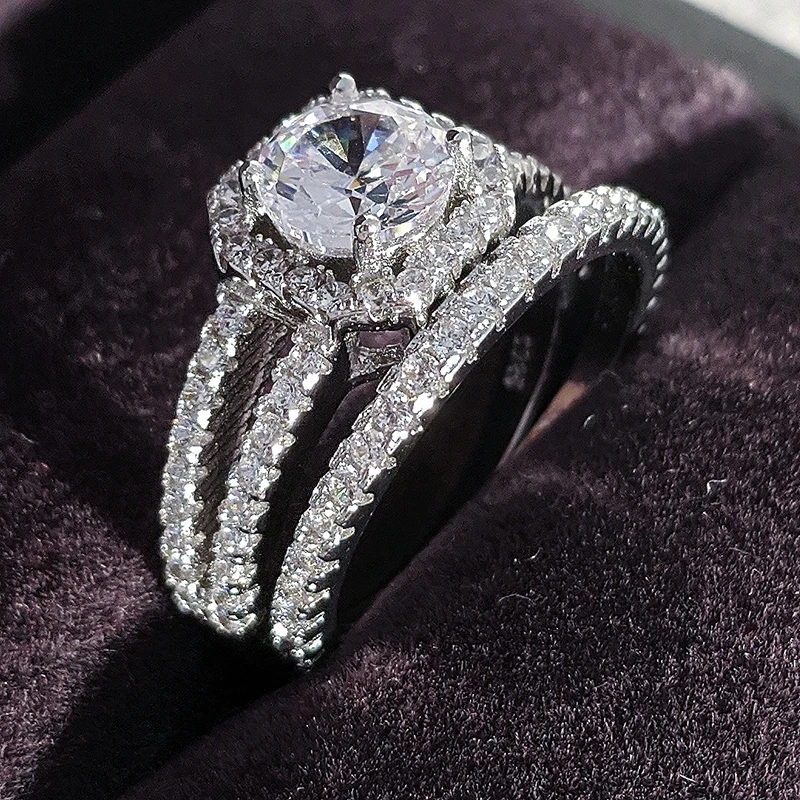 Originalus 925 sterlingas sidabro vestuvių žiedas rinkinys moterims nuotaka vestuvių dalyvavimas Juvelyrikos Juosta amžinybę afrikos nigerija, gana, R4863