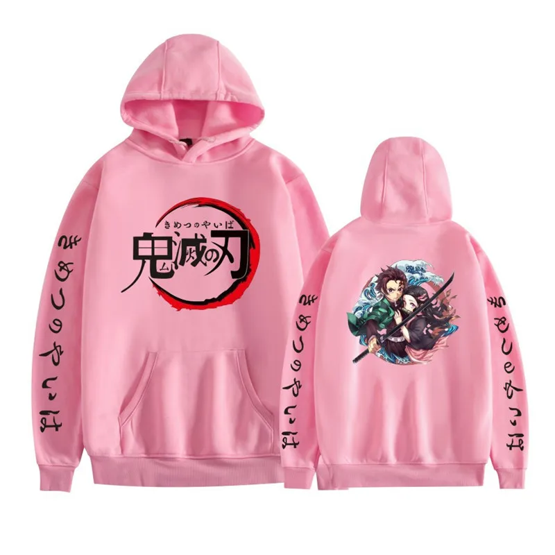 Demon Slayer Anime Tanjiro ir Nezuko Hoodie Moterų Palaidinukė korėjos Kpop Gatvės Stiliaus Palaidinukė mergaitei Streetwear Sudadera Mujer