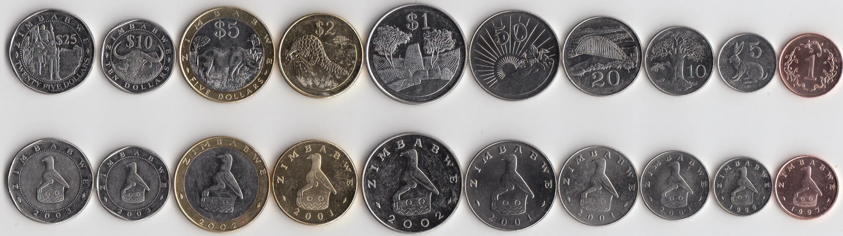 10 monetų, Zimbabvės, Autentiškas, Originalus, Monetų Kolekcionieriams UNC