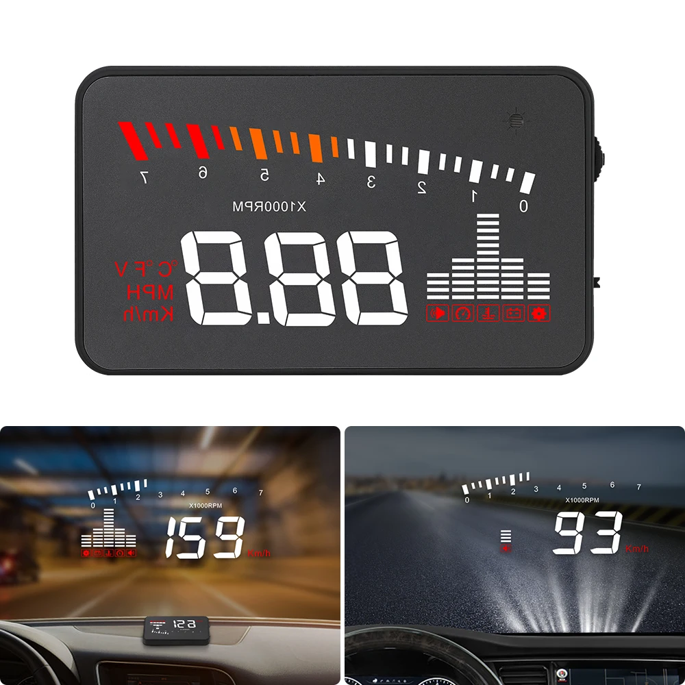Heads Up Display HUD X5 Universalaus daugiafunkcinio Transporto priemonės-Montuojamas Automobilio priekinio Stiklo, už OBDII Sistema Automobilius