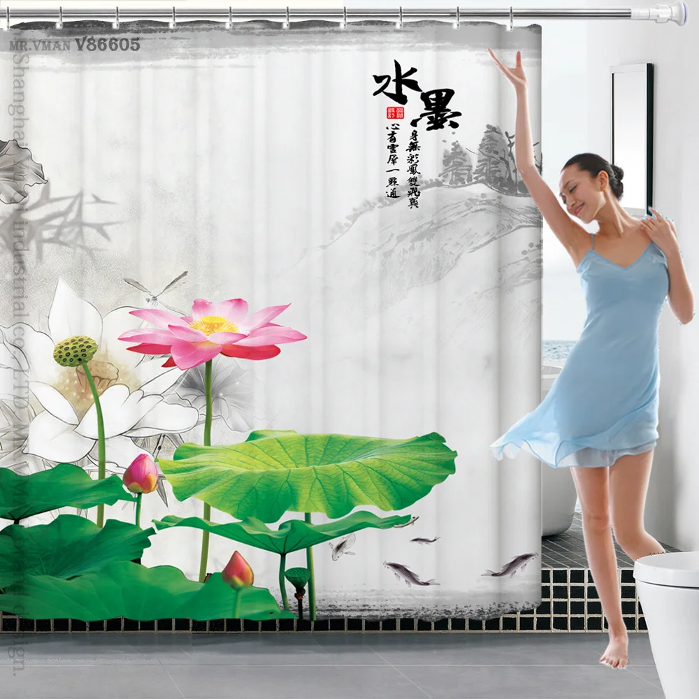1.8*1,8 m Kinų Stiliaus Simbolių Storio Vandeniui Polyster Vonios kambarys Dušo Užuolaidos Vonios Curtainn Apdailos Vonios kambarys