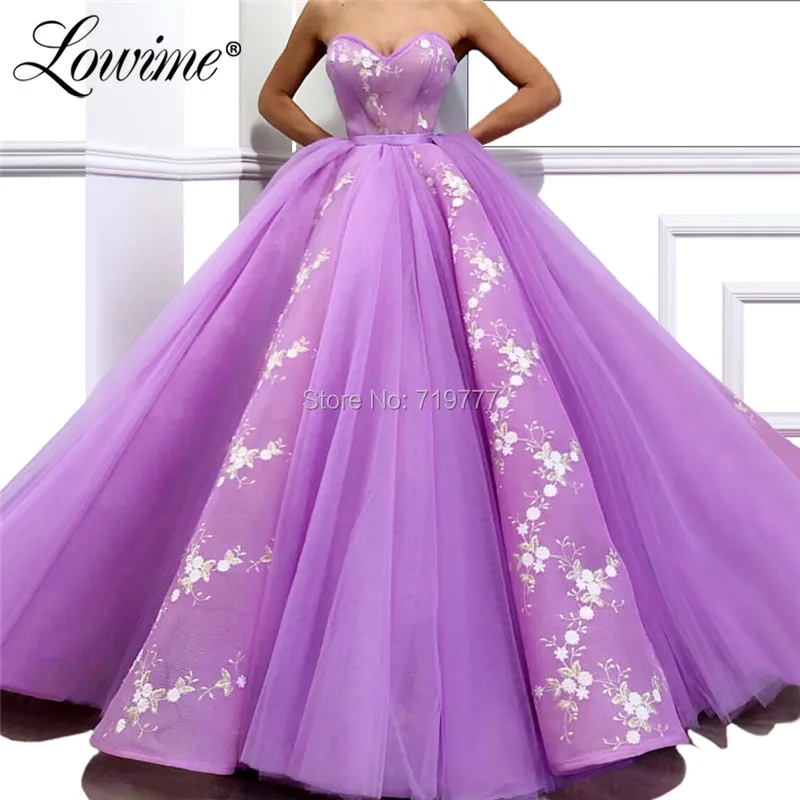 Šviesiai Violetinės Spalvos Gėlių Raštas Prom Dresses Vestidos De Gala 2019 Brangioji Vestuvės Dress Arabų Vakare Gown Abendkleider