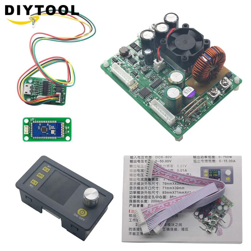 DPS5015+USB+BT LCD Pastovios Įtampos srovės testeris Žingsnis žemyn Programuojami Maitinimo modulio reguliatoriaus skaičiuoklė