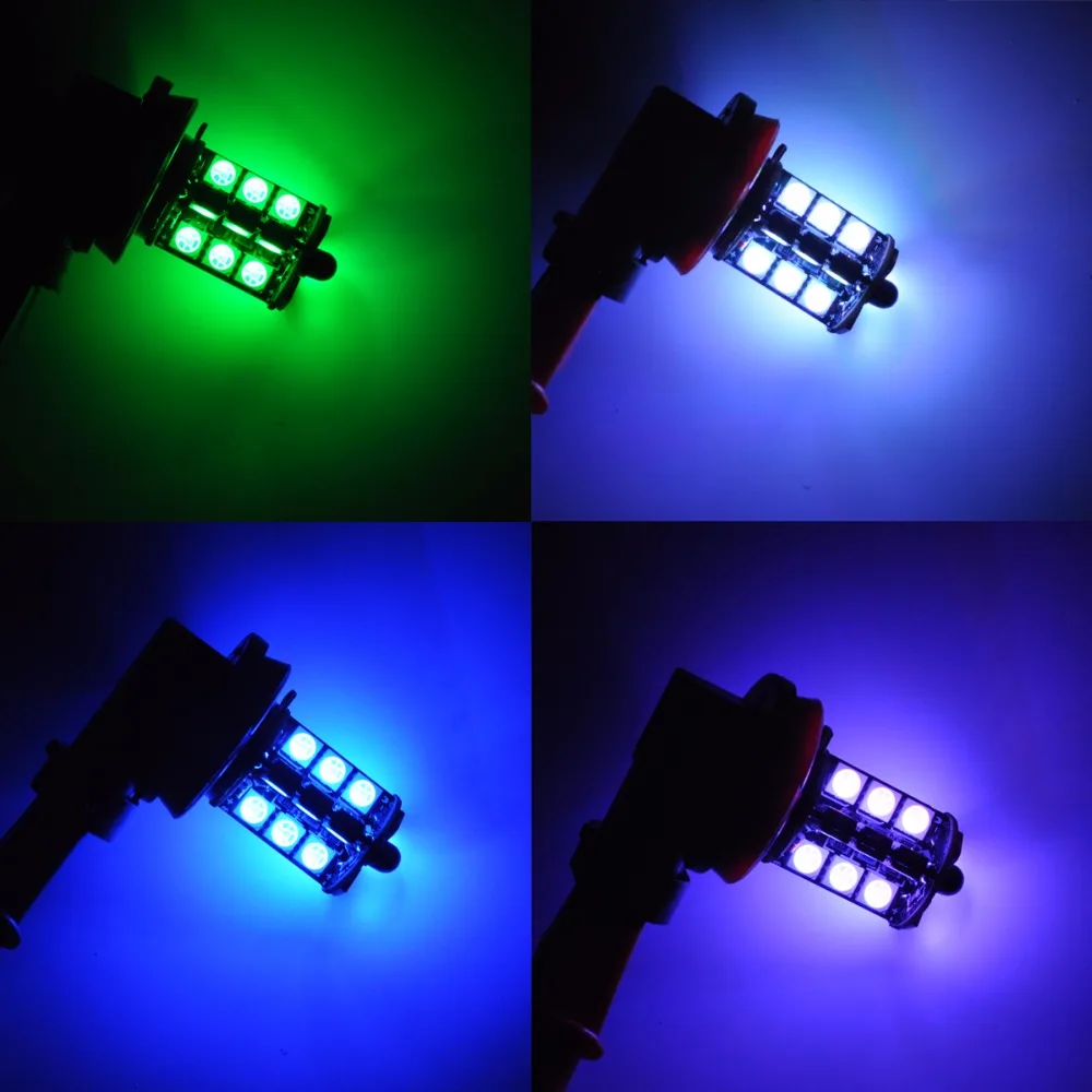 AutoEC 1 nustatykite RGB Belaidės Kontrolės 1156 27 SMD 5050 LED Lemputes Posūkio signalo Žibintai, automobilių Stovėjimo aikštelė Atsarginė Lempa Nuotolinio valdymo DC12v #LF86