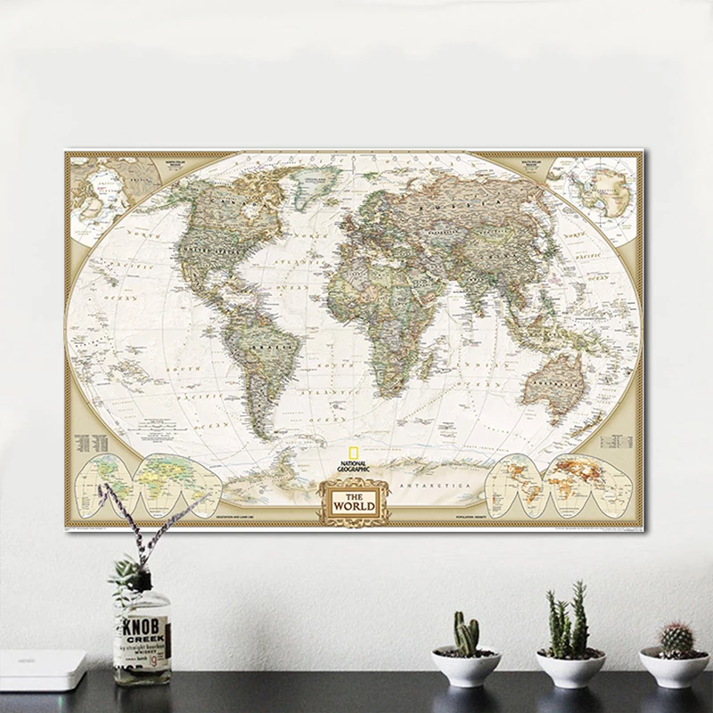 Pasaulio Žemėlapyje Sienos Meno Home Didelis Pasaulio Žemėlapis Plakatas Naftos Tapyba ant Drobės už Kambarį Biuro Miegamojo Puošimas be Rėmelio