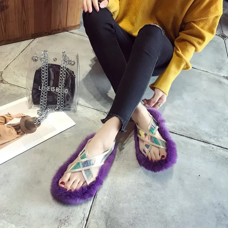 2019 naujas vasaros mados laukinių dėvėti butas Honkongo stiliaus kailio plaukų cool batai moterims