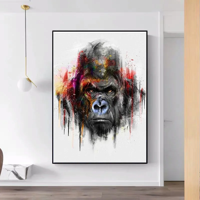 Gatvės Grafiti Meno Beždžionių Gorilos Drobė Paveikslų, Plakatų ir Spausdinimo Sienos Meno Šiuolaikinės Spalvinga Gyvūnų Nuotraukos Cuadros Namų Dekoro