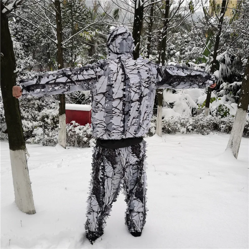 Žiemos sniego, medžių šakas stiliaus Medžioklės Striukė ir kelnės Baltos spalvos kamufliažas birdwatch drabužiai