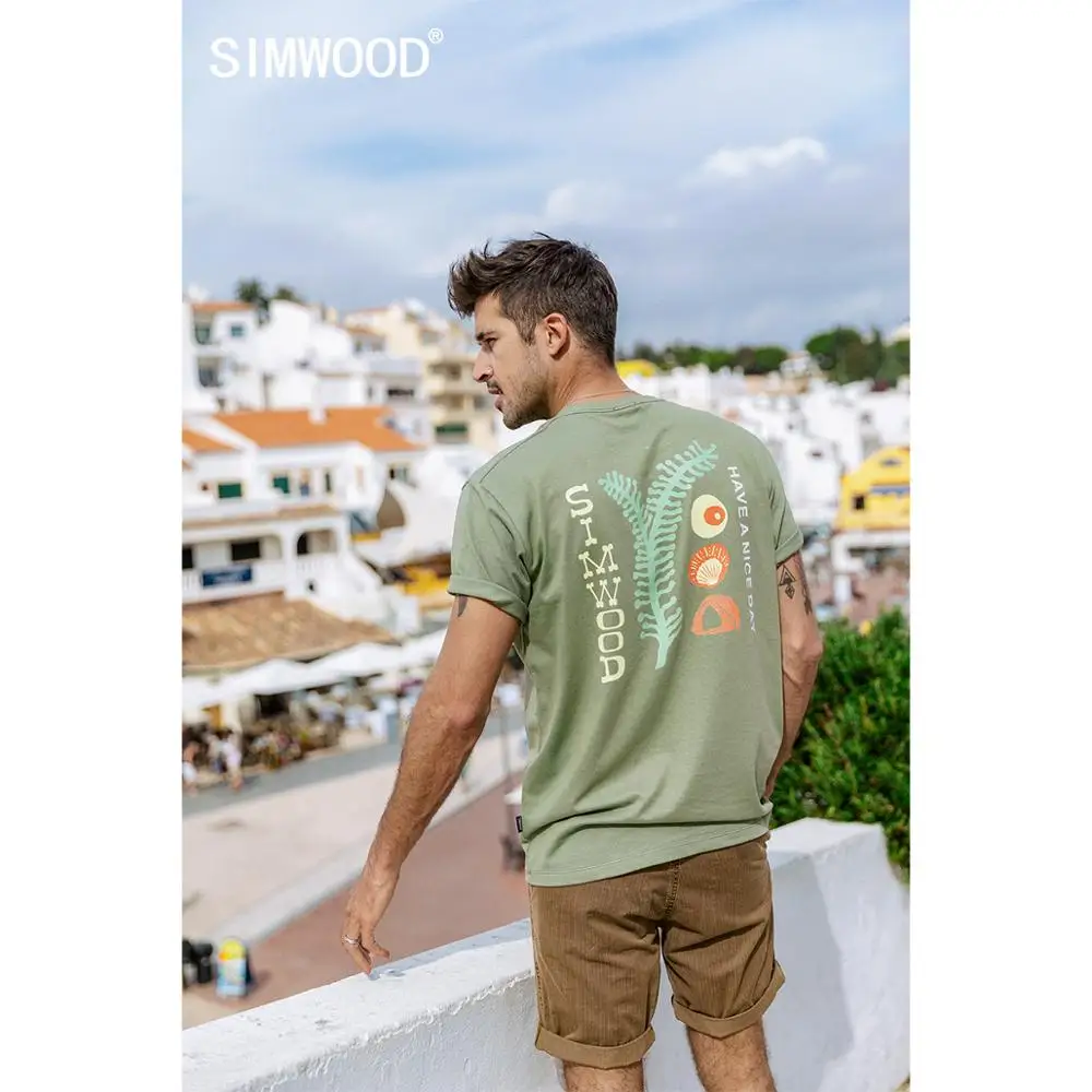 SIMWOOD 2020 metų vasaros naujos Meninės print t-shirt vyrams medvilnės kvėpuojantis viršūnes atitikimo pora marškinėliai plius dydis SJ120049
