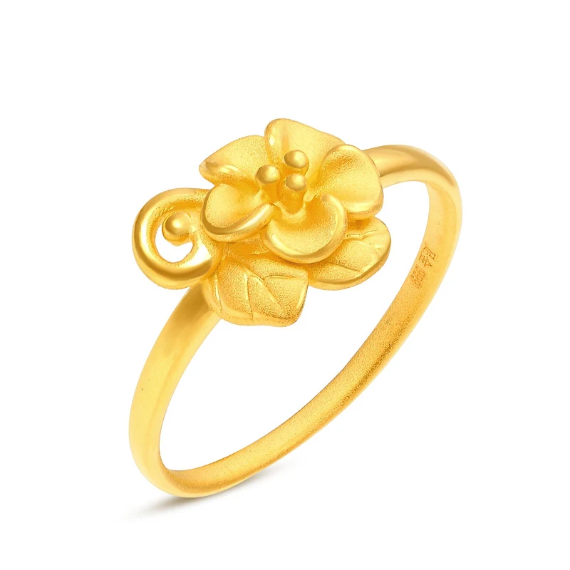 1PCS Nekilnojamojo Grynas 24K Geltonojo Aukso 3D Persikų Žiedų Žiedas Juosta Moterų Mergina Plonas Žiedas JAV 5-8