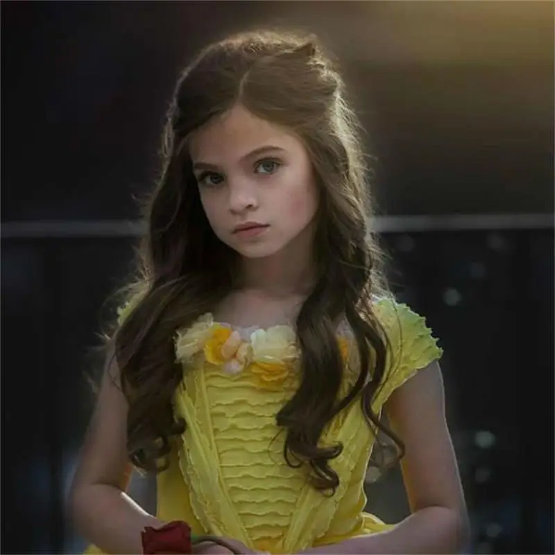 Geltona Princesė Gėlių mergaičių Suknelės Rankovių 3D Gėlių Appliques Šifono Inscenizacija Chalatai Vaikų Pirmosios Komunijos Suknelė