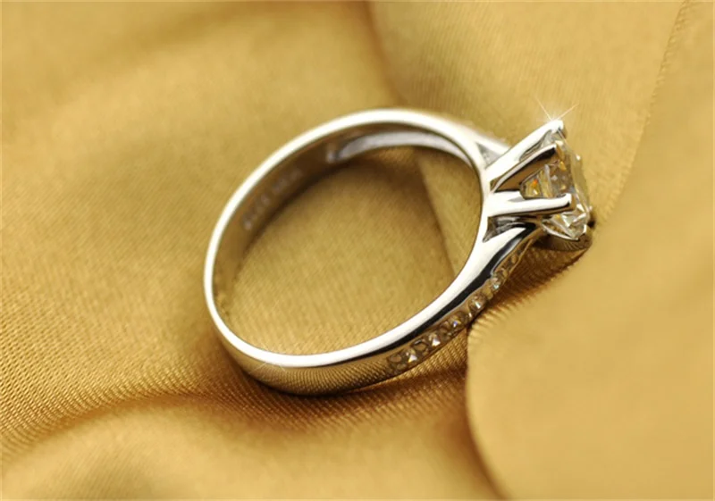 Aukštos Kokybės Prabangus Originalus 925 Sidabro Cirkonio Inkrustacijos Moterų Žiedai Moterų Klasikinis Amžinybę 1ct Sužadėtuvių Žiedai