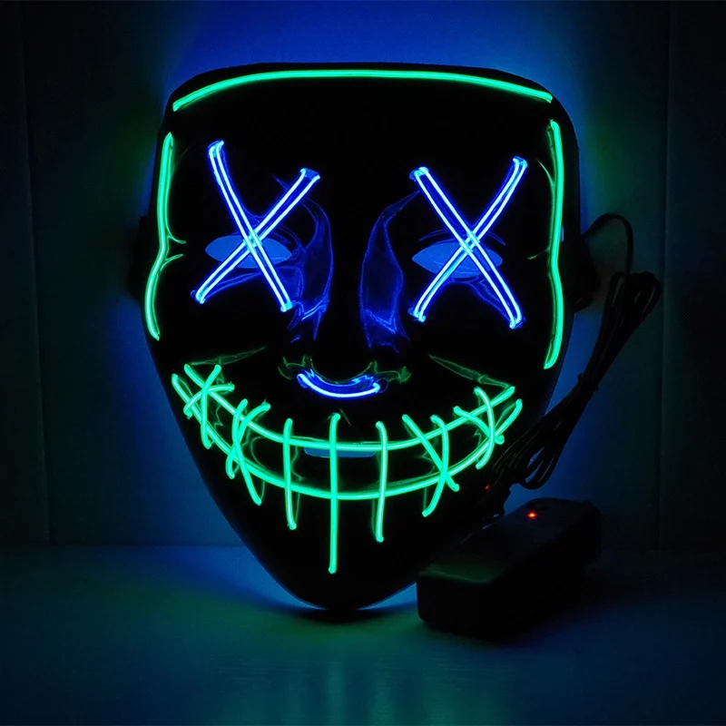 2020 Helovinas LED Kaukė Šalies Masque Maskuotis Neon Kaukė Šviesa šviečia Tamsoje Tušas Siaubo Maska Žėrintis Masker #