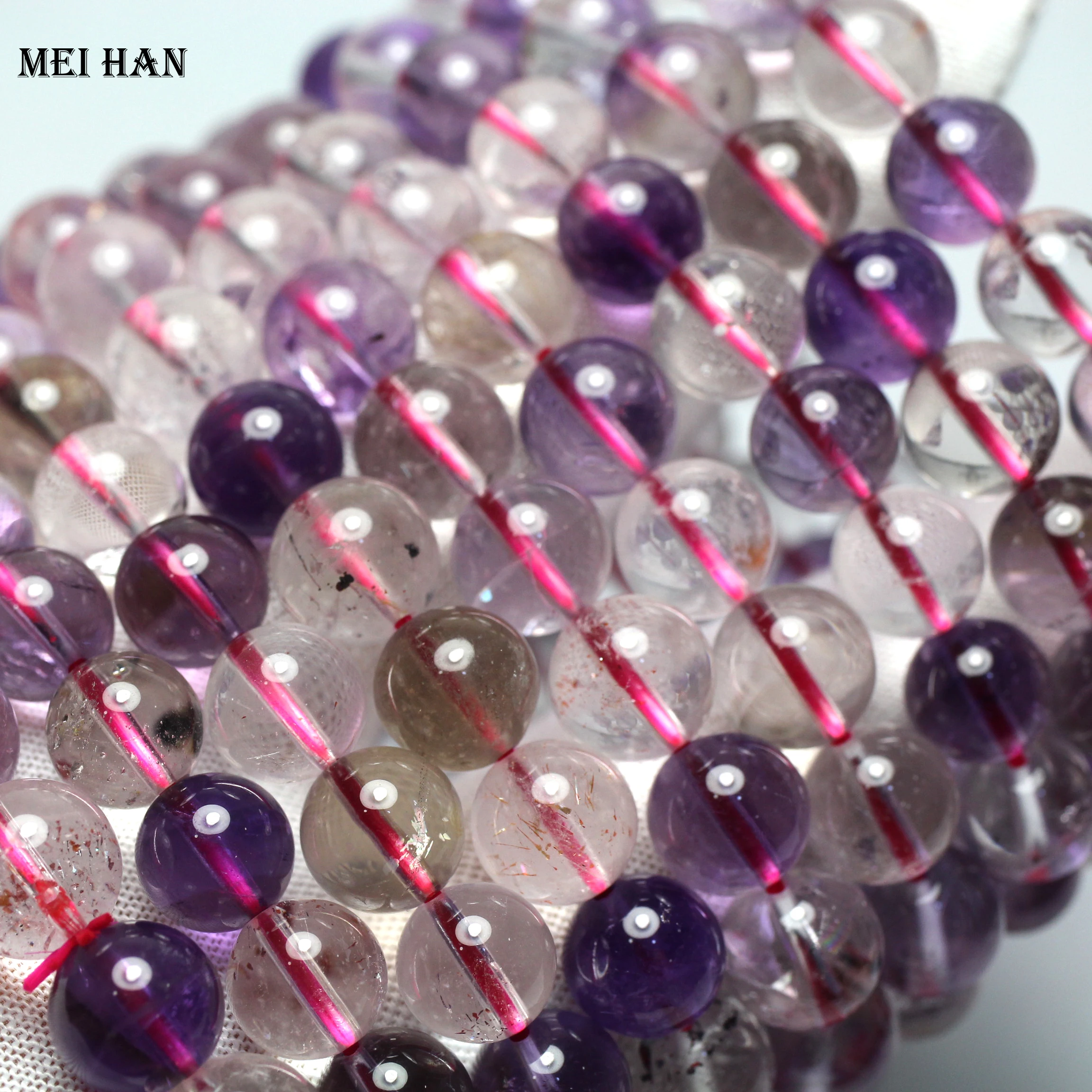 Meihan Nemokamas pristatymas (2bracelets/set) gamtos 9-9.3 mm Super 7 kristalų sklandžiai apvalūs karoliukai akmens papuošalai priėmimo dizainas