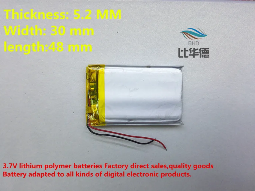 (10pieces/lot) 523048 800mah lithium-ion polymer baterijos kokybės prekių kokybės CE, ROHS, FCC sertifikavimo institucija