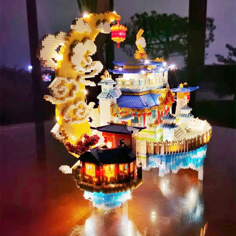 8008pcs+ Moon Palace Mini Blokai Kinijos Kultūra Architektūra, 3D Modelį YZ080 Micro Diamond Plytų Žaislai Vaikas Dovana