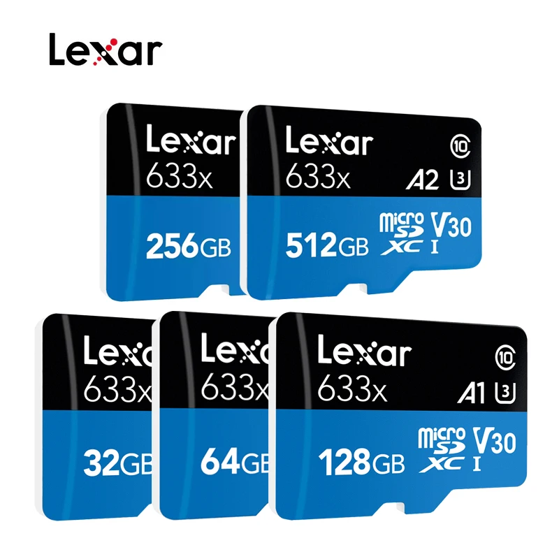 Lexar 633X High Speed Atminties Kortelė 512 GB A2 TF Kortelę Class10 UHS-I U3 A1 MicroSD Kortelės 32GB 64GB 128GB 256 GB Mobiliųjų Telefonų Gopro
