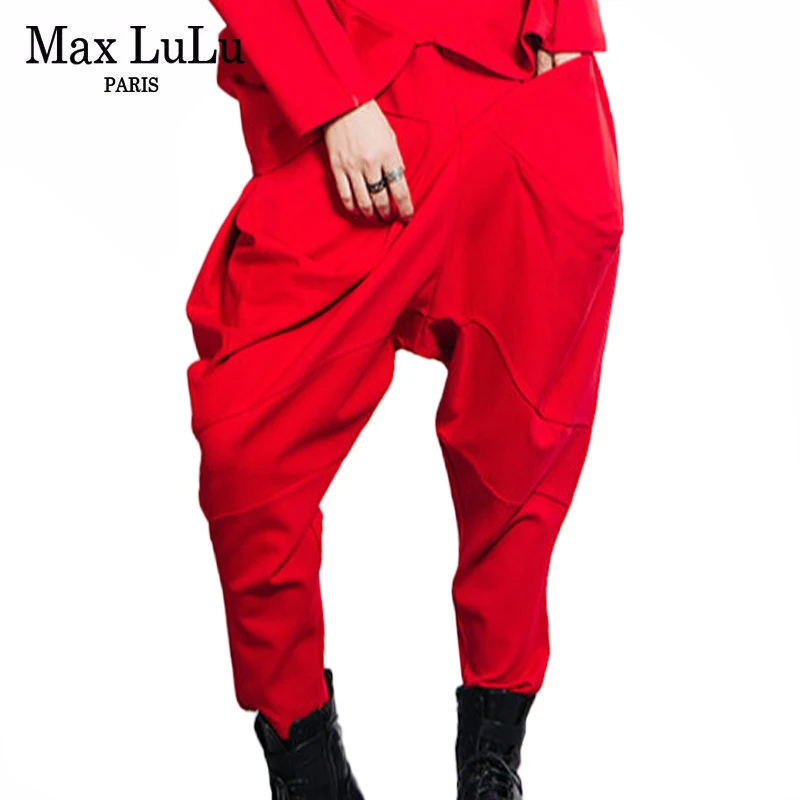 Max LuLu 2021 Britų Mados Pavasario Moterų Hiphop Stiliaus Pantalons Ponios Punk Elastinės Kelnės Moteriška Negabaritinių Medvilnės Kelnės