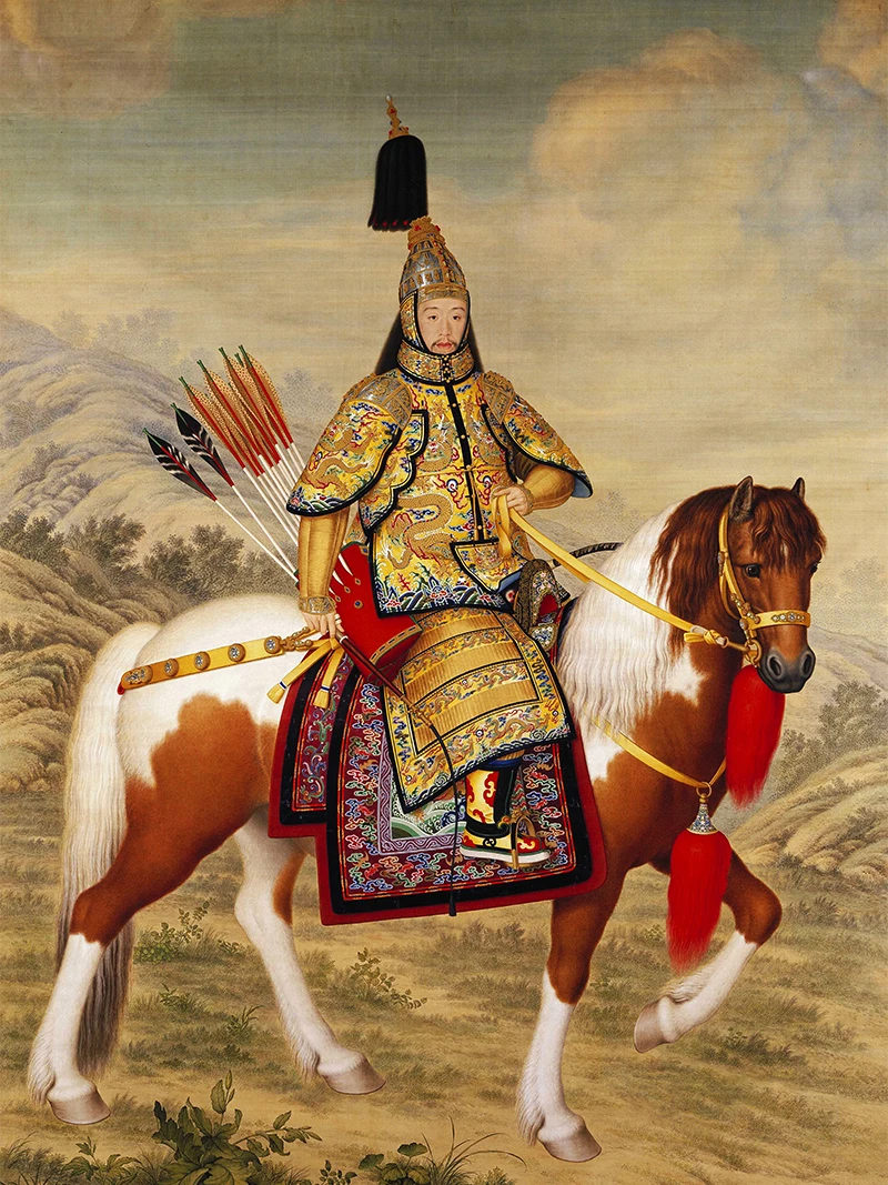 Drobė spausdinama Kinų stiliaus tradicinės tapybos reprodukcijos milžinišką plakatą imperatorius Qianlong medžioklės portretas paveiksl