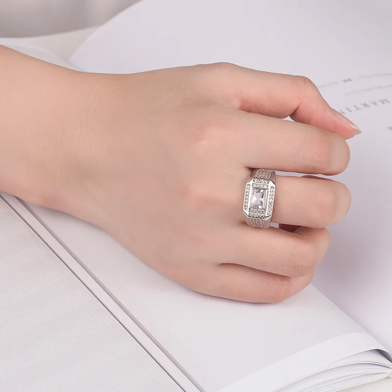 925 sterlingas sidabro žiedai, moterims, vyrams, cirkonis kristalų anti-alergijos ponios'wedding žiedai, papuošalai, dovana kolonėlė