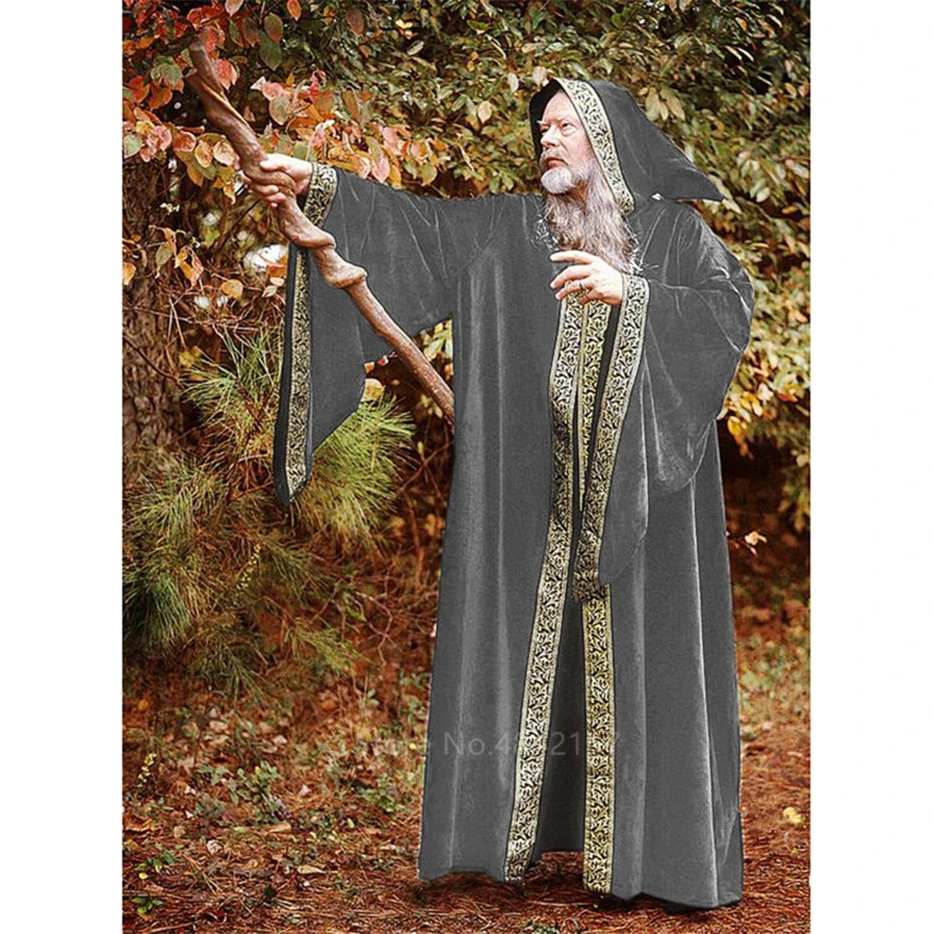 Viduramžiais Vedlys Cosplay Kostiumai Suaugusių Vyrų Halloween Carnival 