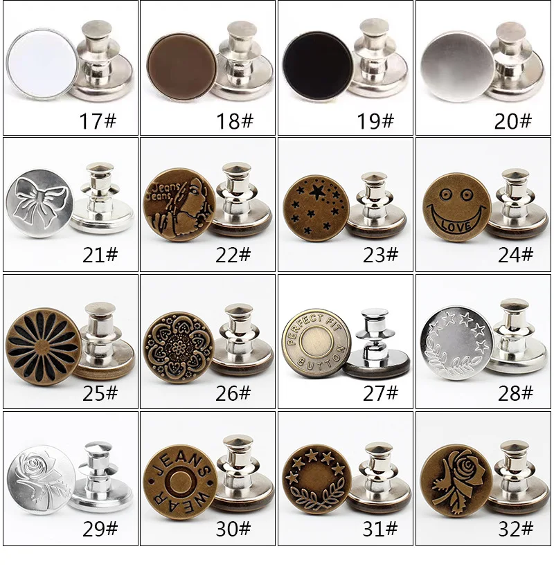 Metaliniai Mygtukai Nagų nemokamai Džinsai Ištraukiama Reguliuojamas Smeigės Juosmens Mygtuką, Amatai, Apranga, Amatai, Drabužis 