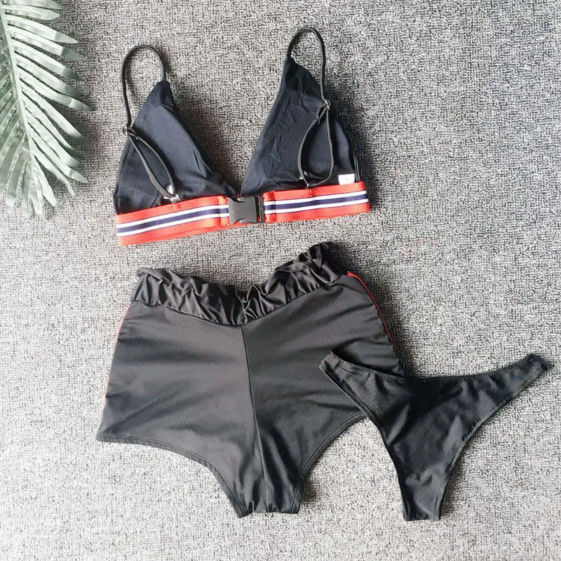 IASKY 3PCS/SET sporto Bikini šortai su 2018 naujų seksualių moterų maudymosi kostiumėlį, maudymosi Kostiumėliai, Bikini Nustatyti Kamšalu Maudymosi Kostiumai maillot de bain